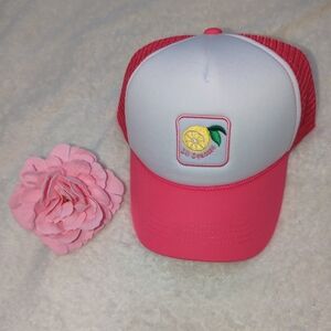 Hobby Lobby Trucker Hat Pink and White Lemon Patch Cap